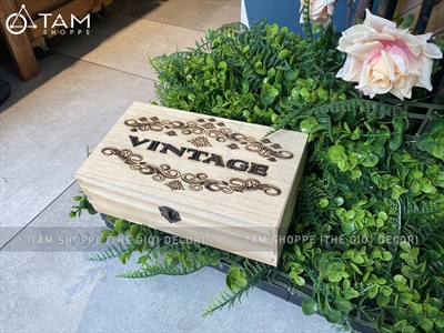 Rương gỗ Vintage chữ nổi [Hàng chuẩn - Vân gỗ đẹp] KT 25x14x8cm RUONG-GO-02